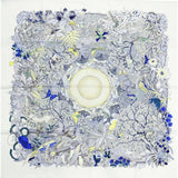 Hermes 2007 White Blue Yellow Au Coeur de la Vie by Aline Honore Twill 90 Scarf, Mint! - poupishop