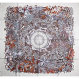 Hermes 2007 White Grey Etoupe Au Coeur de la Vie by Aline Honore Twill 90 Scarf - poupishop