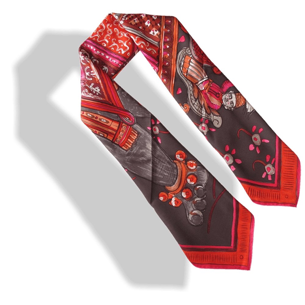 Hermes Beloved India Blanc Matte Overlay Twill Silk 