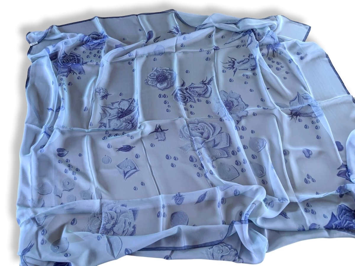 Hermes 2008 Blue LA ROSEE Mousseline of Silk Changeante Muslin 140 , NIB!