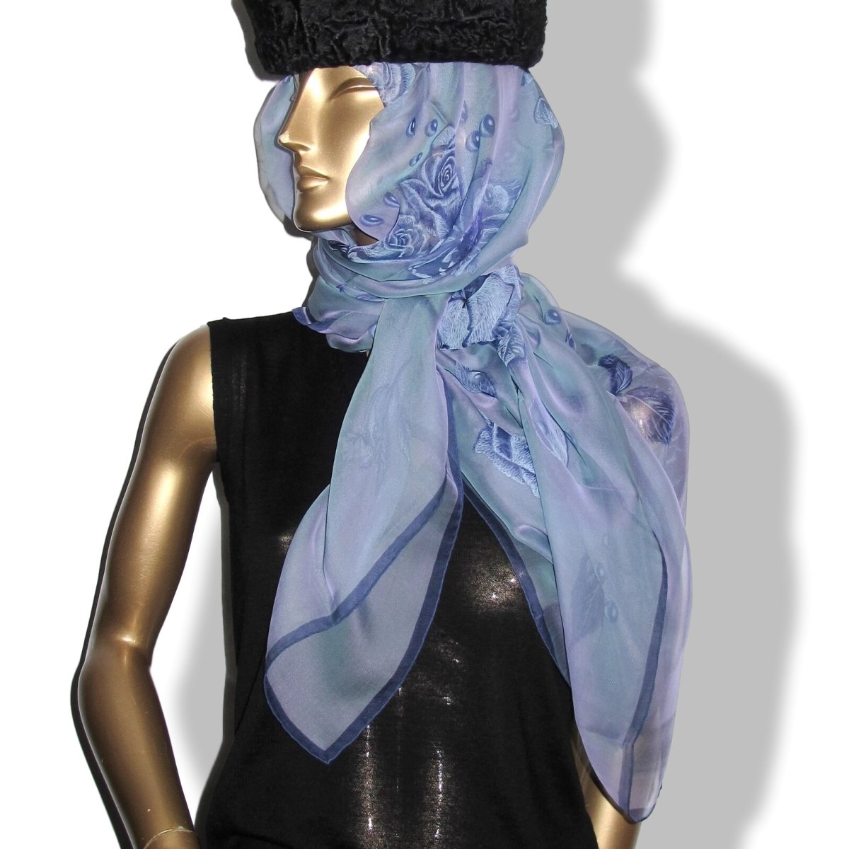 Hermes 2008 Blue LA ROSEE Mousseline of Silk Changeante Muslin 140 , NIB!