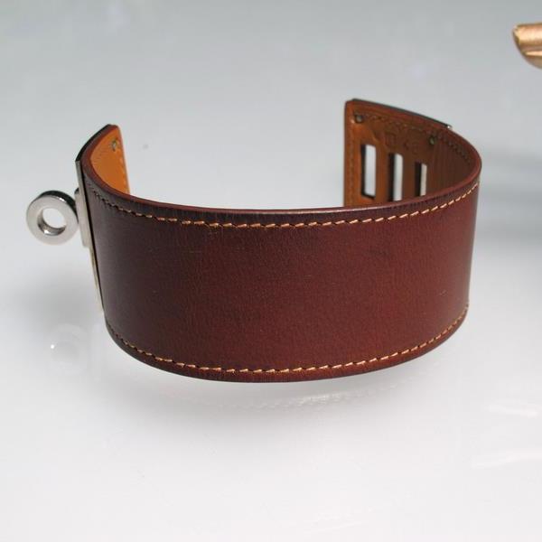 Hermes 2008 Calfskin/Silver Kelly Dog KD Unisex Manchette Bracelet - poupishop