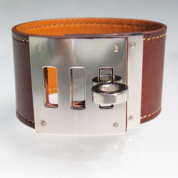 Hermes 2008 Calfskin/Silver Kelly Dog KD Manchette Bracelet