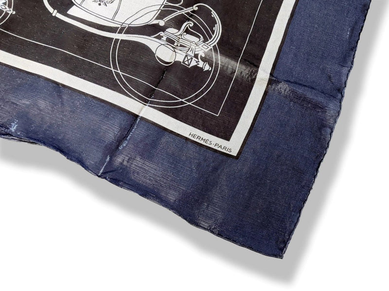 Hermes 2008 Dark Blue Black Grey Special Issue Iridescent Glam Ex Libris 70% Silk Scarf 70 cm