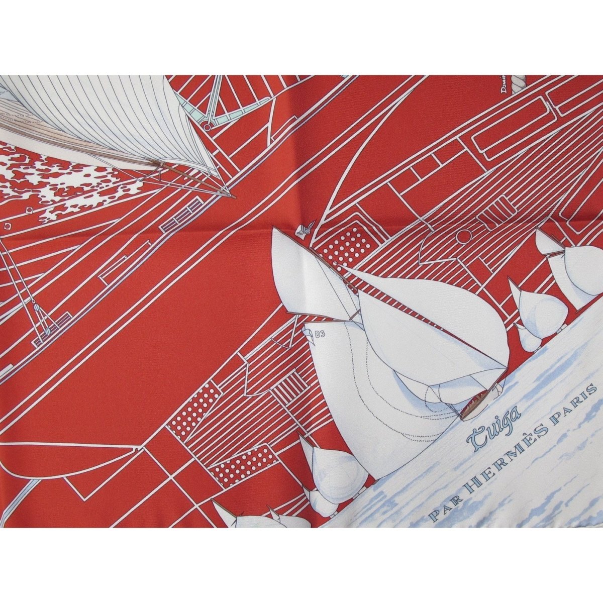 Hermes 2008 Deep Red White Tuiga by Dominik Jarlegant Twill 90cm