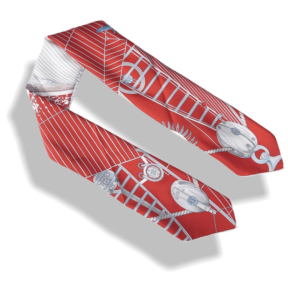 Hermes 2008 Deep Red White Tuiga by Dominik Jarlegant Twill 90cm