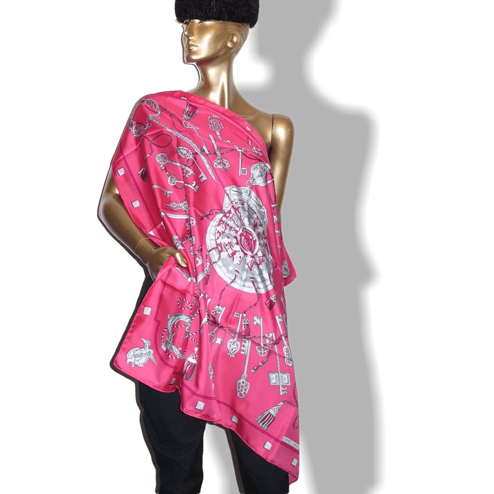 Hermes Les Cles by Caty Latham Twill Silk 90