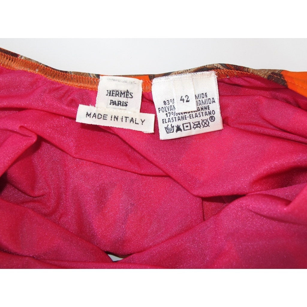 Hermes Fuchsia Orange Cavalacdour Asymetrique Swimsuit
