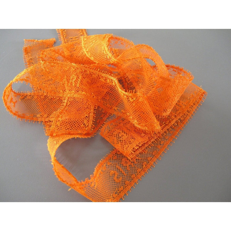 Hermes 2008 Limited Opening Store lot of Etoupe and Orange Lace Dentelles Embroidered Twillies Bandeau, New! - poupishop