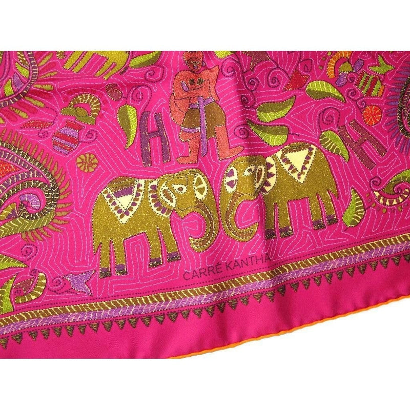Hermes 2008 Orange/Deep Pink Kantha Indian's Patterns Twill 90 - poupishop