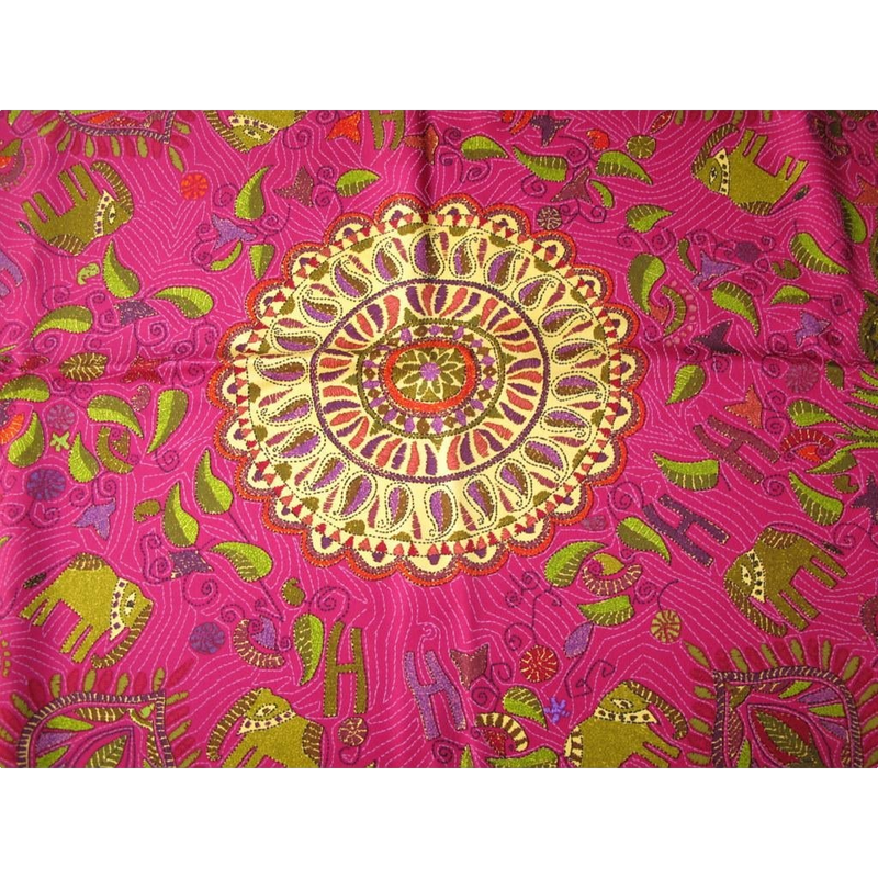 Hermes 2008 Orange/Deep Pink Kantha Indian's Patterns Twill 90cm
