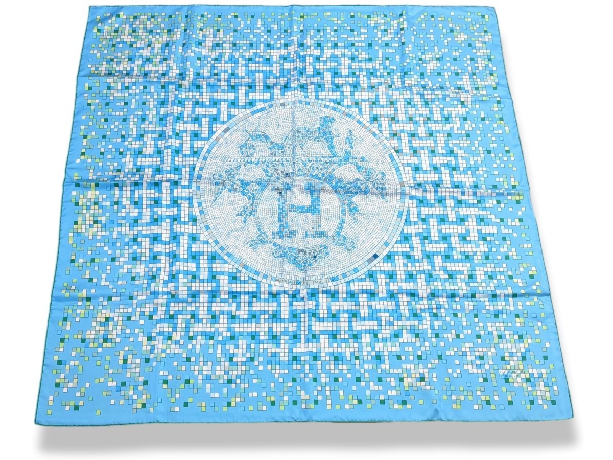 Hermes 2008 Turquoise 'Mosaique au 24 Faubourg' by Benoit Pierre Emery Twill 90, New!