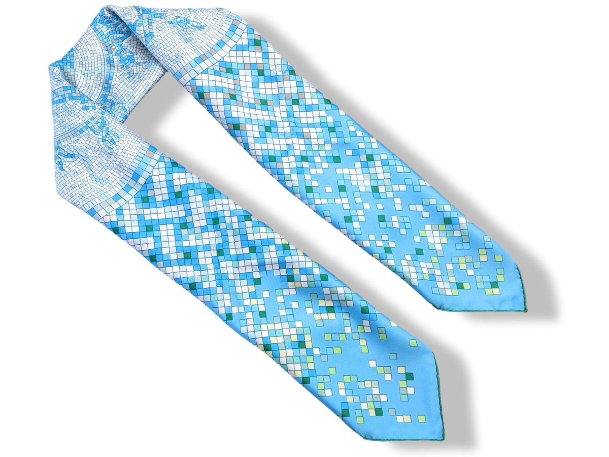 Hermes 2008 Turquoise 'Mosaique au 24 Faubourg' by Benoit Pierre Emery Twill 90, New!