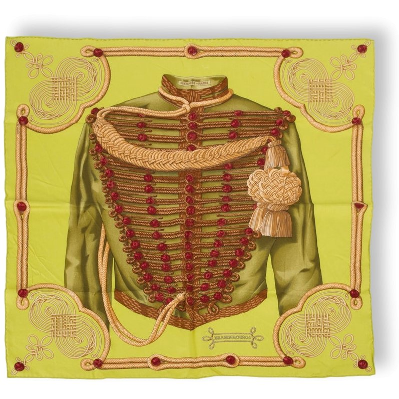 Hermes 2008 Vert Anis BRANDEBOURG by Caty Latham Vintage Silk 70 cm - poupishop