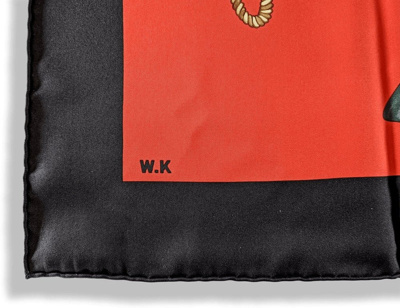 Hermes 2009 Black/Red Mon Petit Cheval Mexicain by Wlodek Kaminski Twill 90, MINT!