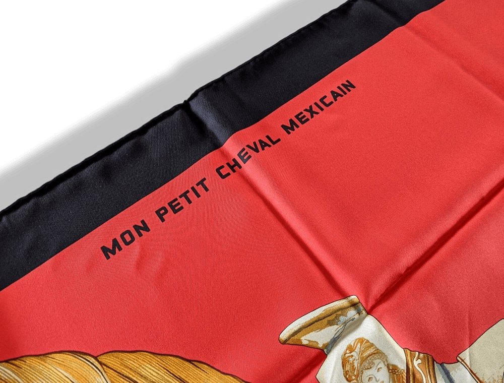 Hermes 2009 Black/Red Mon Petit Cheval Mexicain by Wlodek Kaminski Twill 90, MINT!