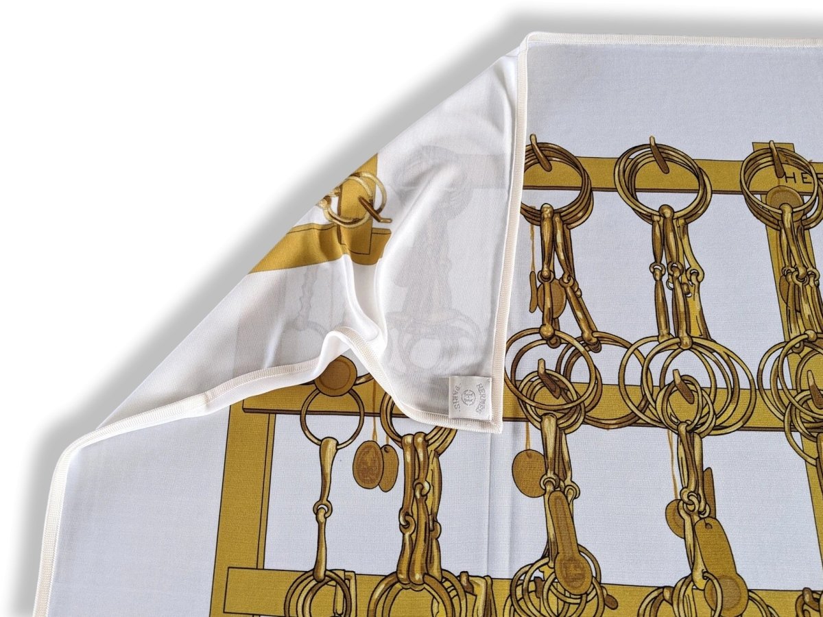 Hermes 2009 Blanc/Or MORS & FILETS by Francoise Heron Jersey Fluide 90, New!