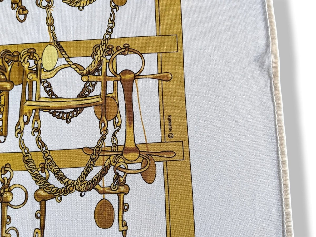 Hermes 2009 Blanc/Or MORS & FILETS by Francoise Heron Jersey Fluide 90, New!