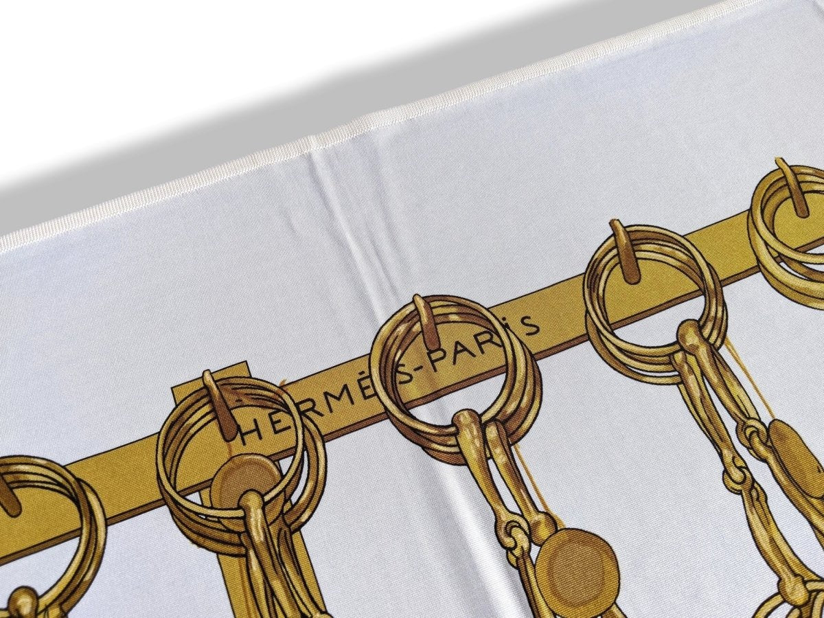 Hermes 2009 Blanc/Or MORS & FILETS by Francoise Heron Jersey Fluide 90, New!