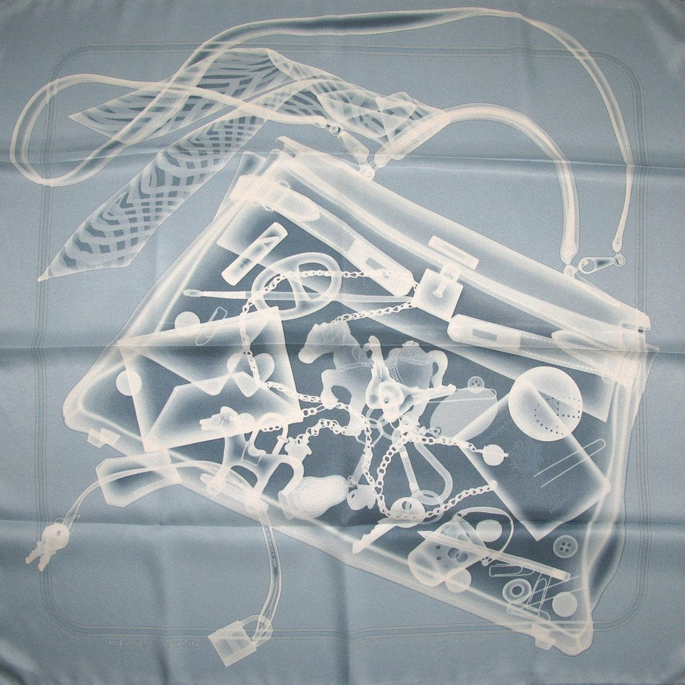 Hermes 2009 Blue Please Check In Vintage Silk 70 | poupishop