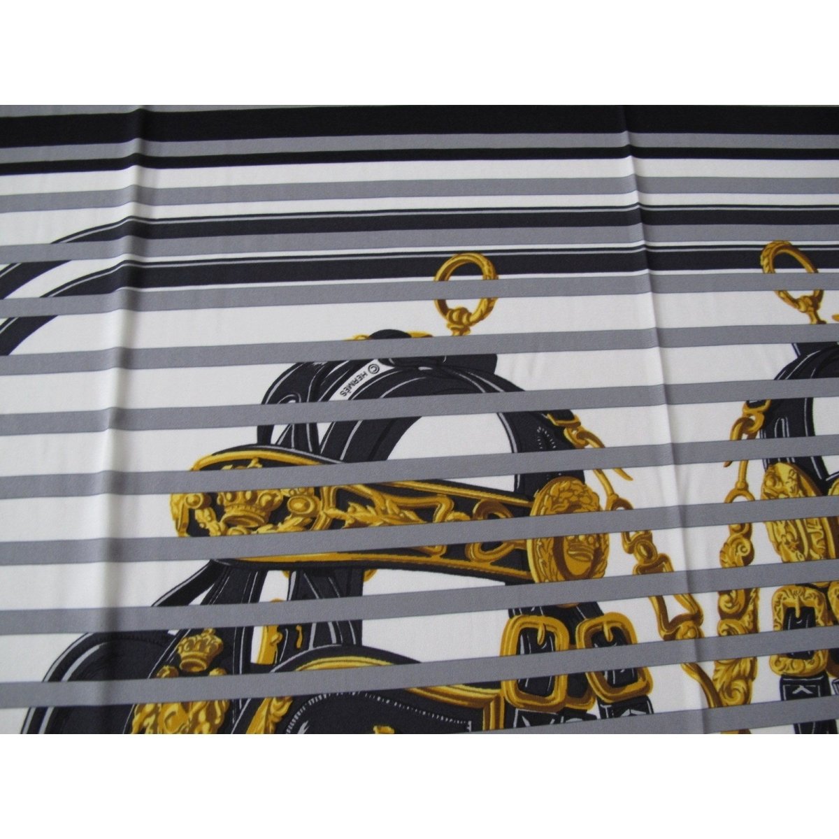 Hermes 2009 B/W Brides de Gala Bayadere Jersey Fluide 90, New! - poupishop
