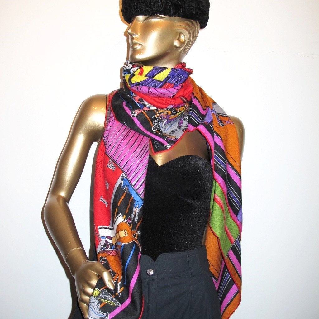 Hermes 2009 Carre en Carres Shawl 140 by Bali Barret