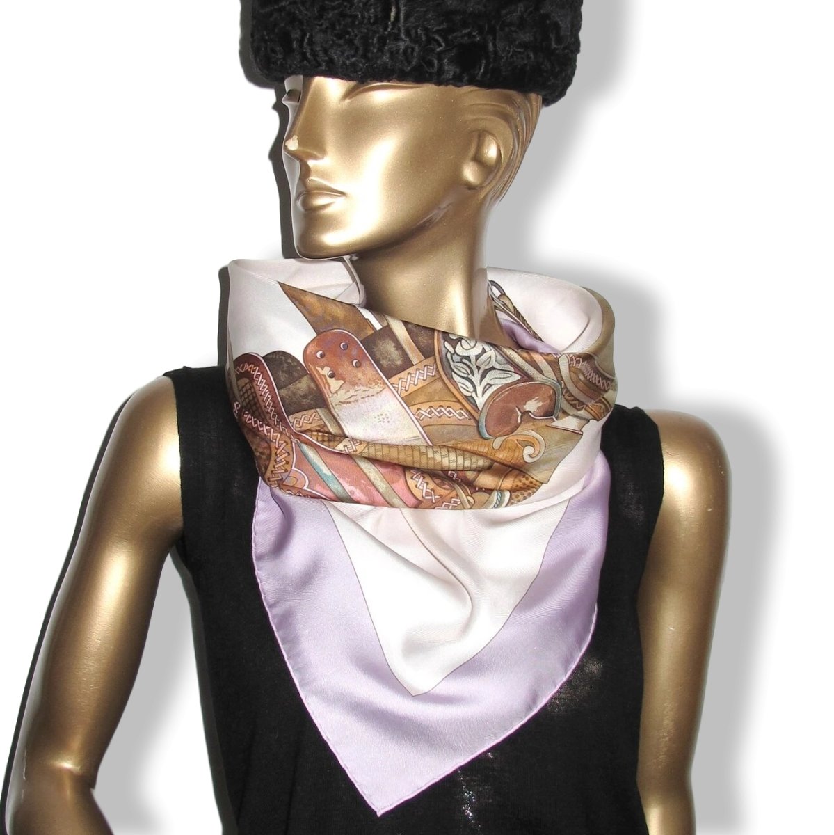 Hermes 2009 Lilas/Blanc MON PETIT CHEVAL MEXICAIN by Wlodek Kaminski Twill 90, MINT!