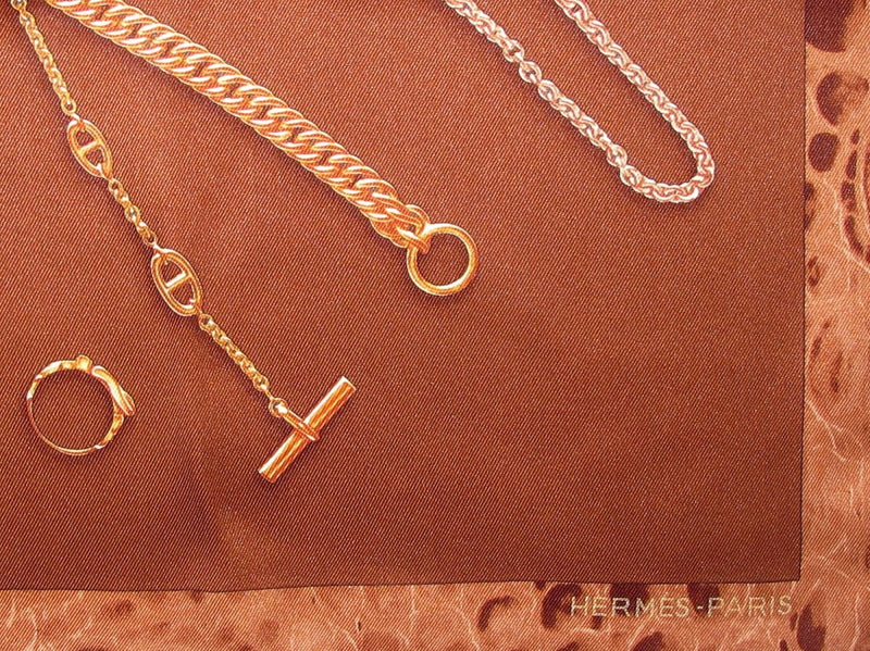 Hermes Gold Chaines et Gourmettes Vintage silk 70