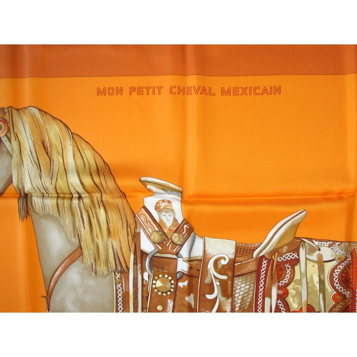 Hermes 2009 Orange Mon Petit Cheval Mexicain by Wlodek Kaminski Twill 90? NWT! - poupishop