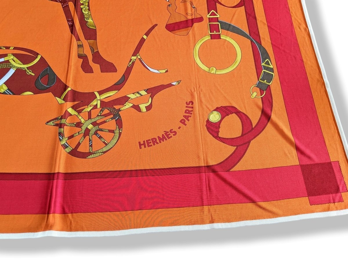 Hermes 2009 Orange/Rouge TOUT EN CARRE by Bali Barret Jersey Fluide 90, New!