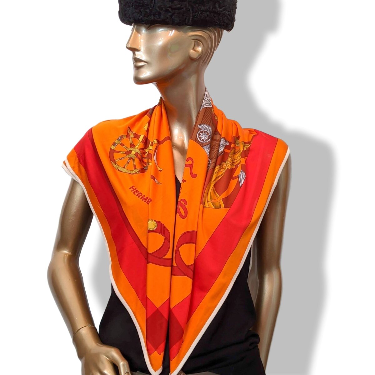 Hermes 2009 Orange/Rouge TOUT EN CARRE by Bali Barret Jersey Fluide 90, New!
