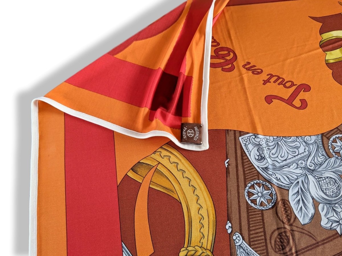 Hermes 2009 Orange/Rouge TOUT EN CARRE by Bali Barret Jersey Fluide 90, New!