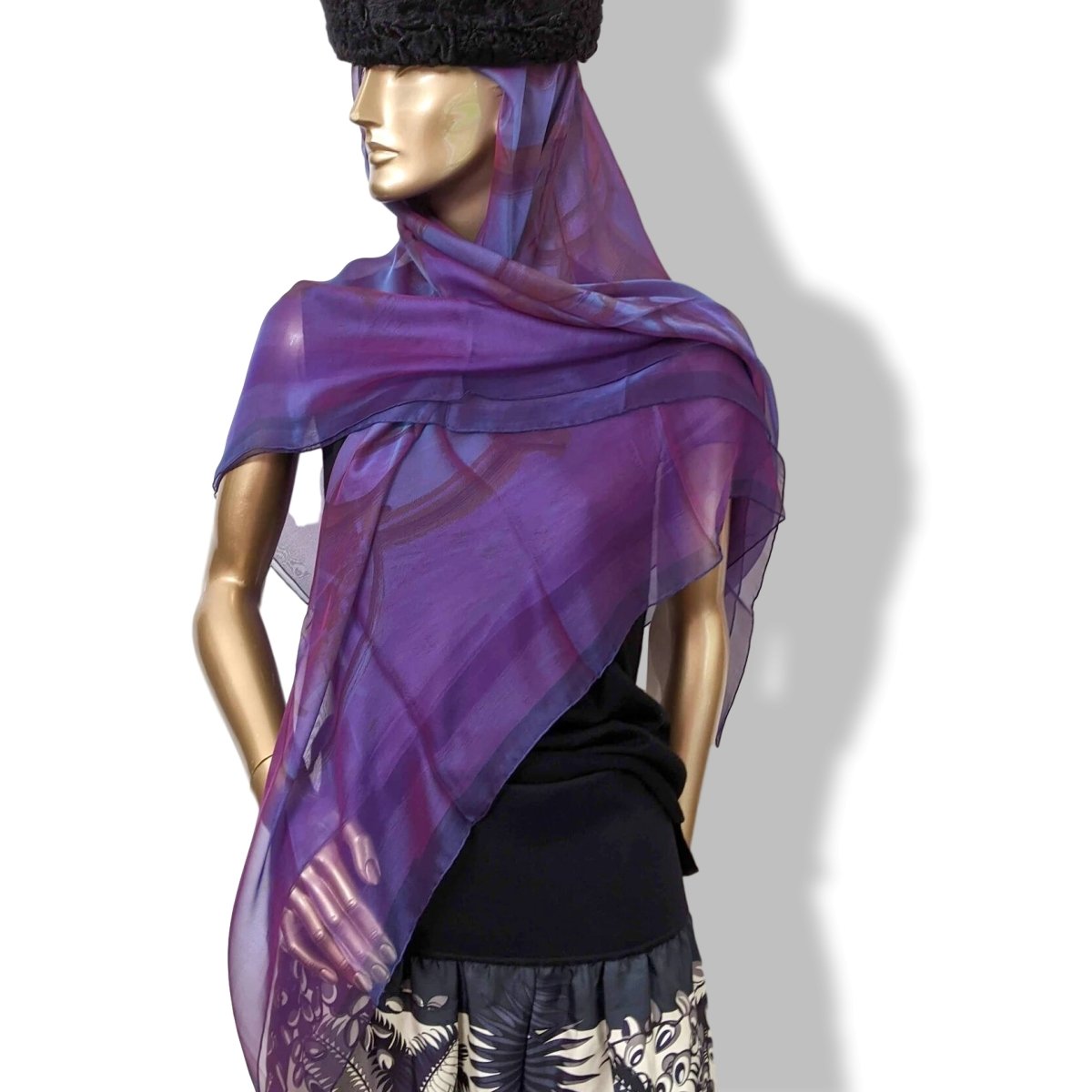 Hermes 2009 Purple/Blue NEW SPRINGS by Dimitri Rybaltchenko Changeante Mousseline 140, New!