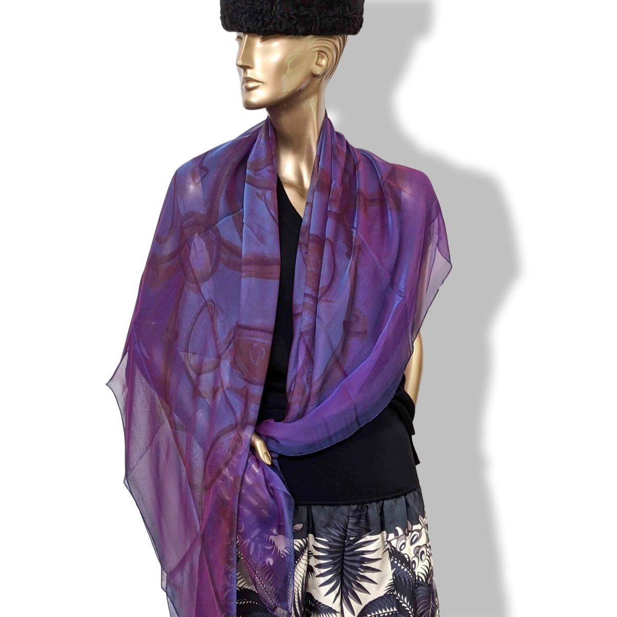 Hermes 2009 Purple/Blue NEW SPRINGS by Dimitri Rybaltchenko Changeante Mousseline 140, New!