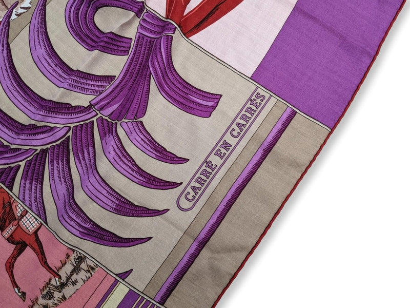 Hermes 2009 Rose/Fuchsia/Beige Carre en Carres by Bali Barret Concept Cashmere Shawl 140, Mint!