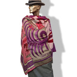 Hermes 2009 Rose/Fuchsia/Beige Carre en Carres by Bali Barret Concept Cashmere Shawl 140, Mint!