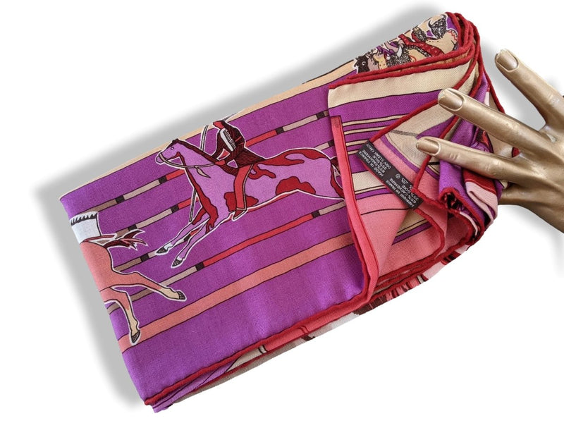 Hermes 2009 Rose/Fuchsia/Beige Carre en Carres by Bali Barret Concept Cashmere Shawl 140, Mint!