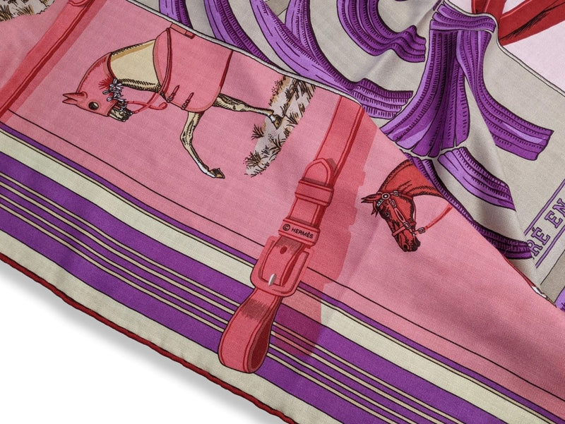 Hermes 2009 Rose/Fuchsia/Beige Carre en Carres by Bali Barret Concept Cashmere Shawl 140, Mint!