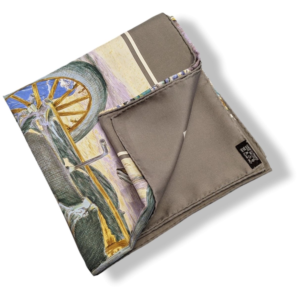 Hermes 2009 Taupe CONCOURS D'ELEGANCE, 1885 LIMOUSINES DE VOYAGE by Kermit Oliver Blanc Matte Overlay Twill 90cm - poupishop
