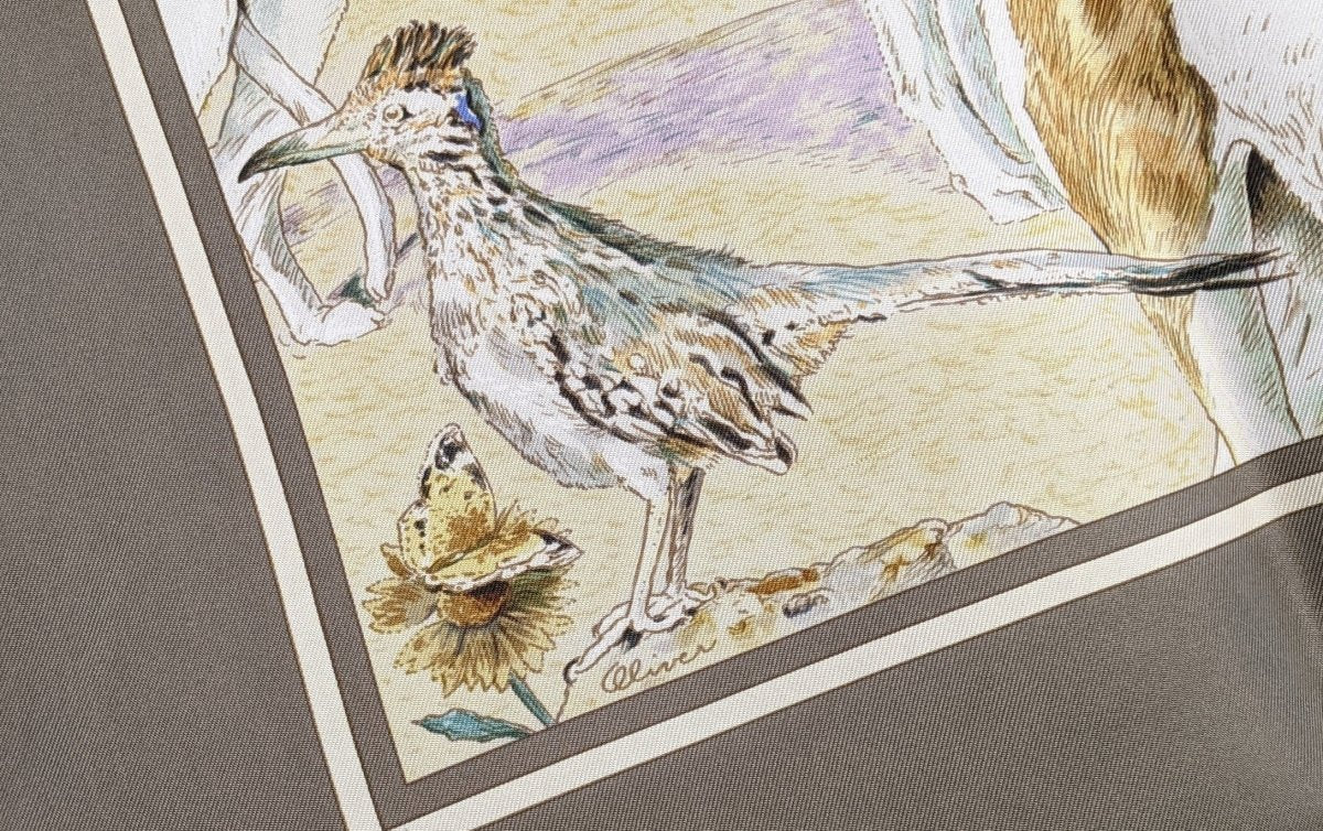 Hermes 2009 Taupe CONCOURS D'ELEGANCE, 1885 LIMOUSINES DE VOYAGE by Kermit Oliver Blanc Matte Overlay Twill 90cm - poupishop