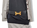 Hermes [201] Noir/Etain Veau Chamonix & Epsom Reversible Belt Strap 42 MM, BNWTIB! - poupishop