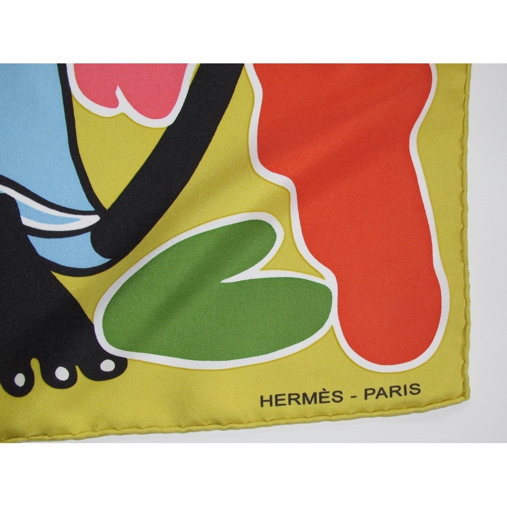 Hermes 2010 Anis/Pink Lilanga Artist Scarf Twill 90cm - poupishop
