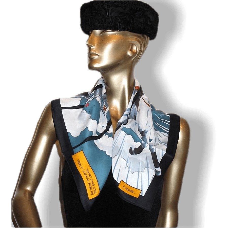 Hermes 2010 Black Quand Soudain Vintage Silk 70, NIB! - poupishop
