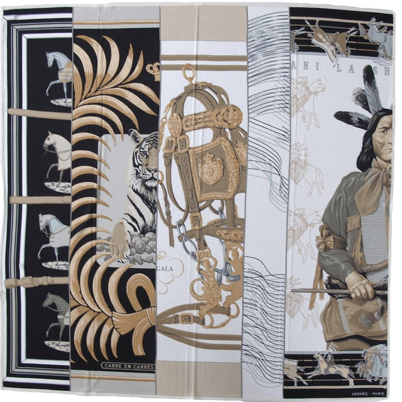 Hermes 2010 Black & White Carre en Carres Jersey Fluide 90cm, NIB! - poupishop