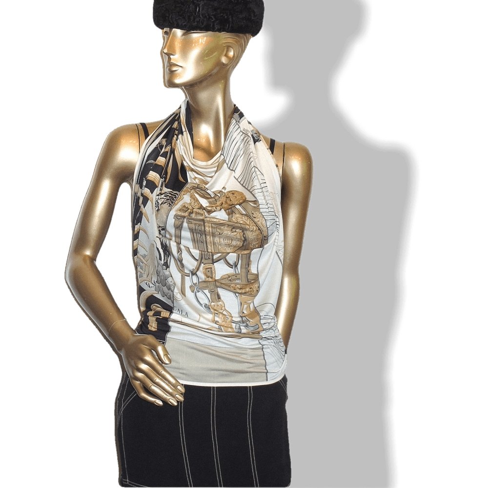 Hermes 2010 Black & White Carre en Carres Jersey Fluide 90cm, NIB! - poupishop