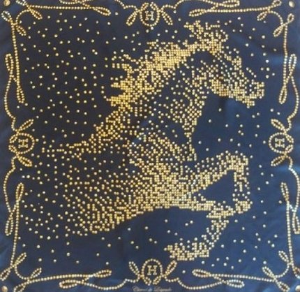 Hermes 2010 Black/Gold Cheval de Legende Twill 90cm - poupishop