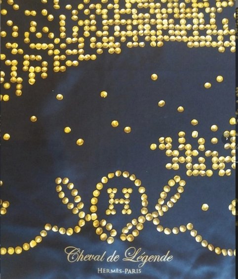 Hermes 2010 Black/Gold Cheval de Legende Twill 90cm - poupishop