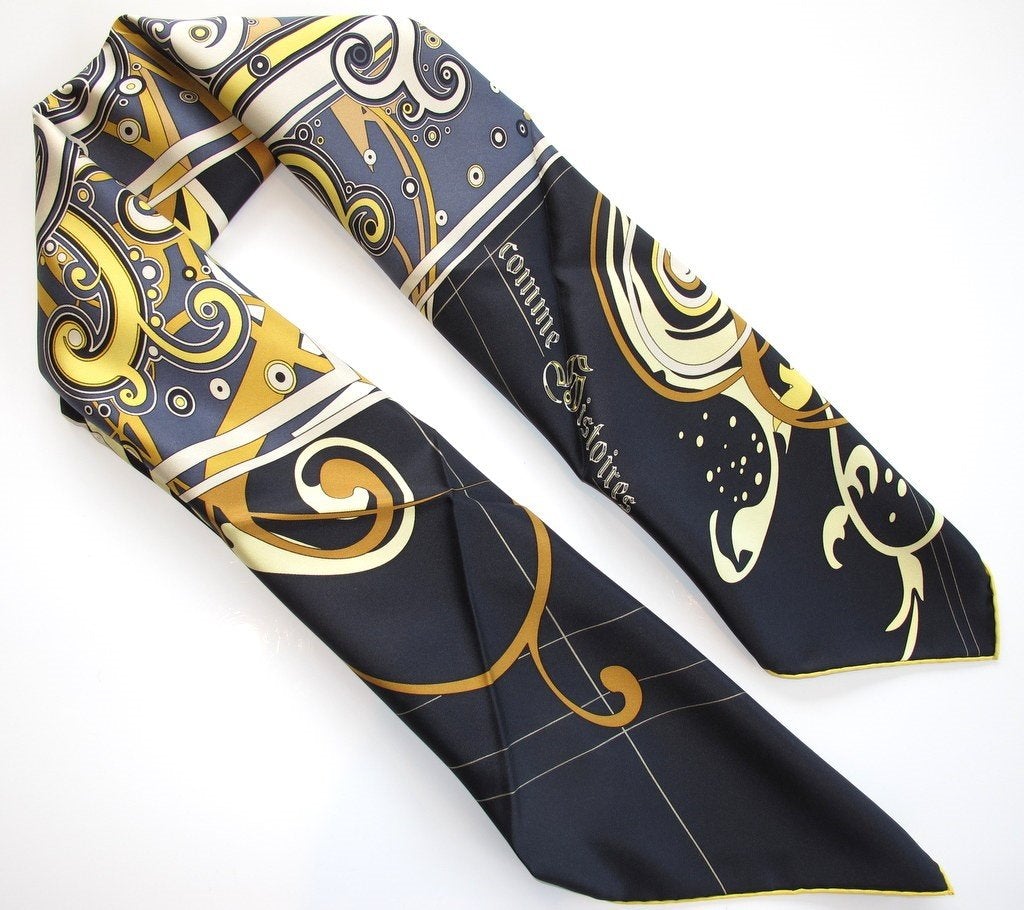 Hermes 2010 Black/Gold/Grey H Comme Histoires Twill 90cm, NIB! - poupishop
