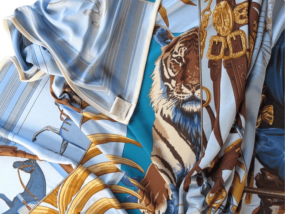 Hermes 2010 Blue Carre en Carres Jersey Fluide 90cm, New! - poupishop