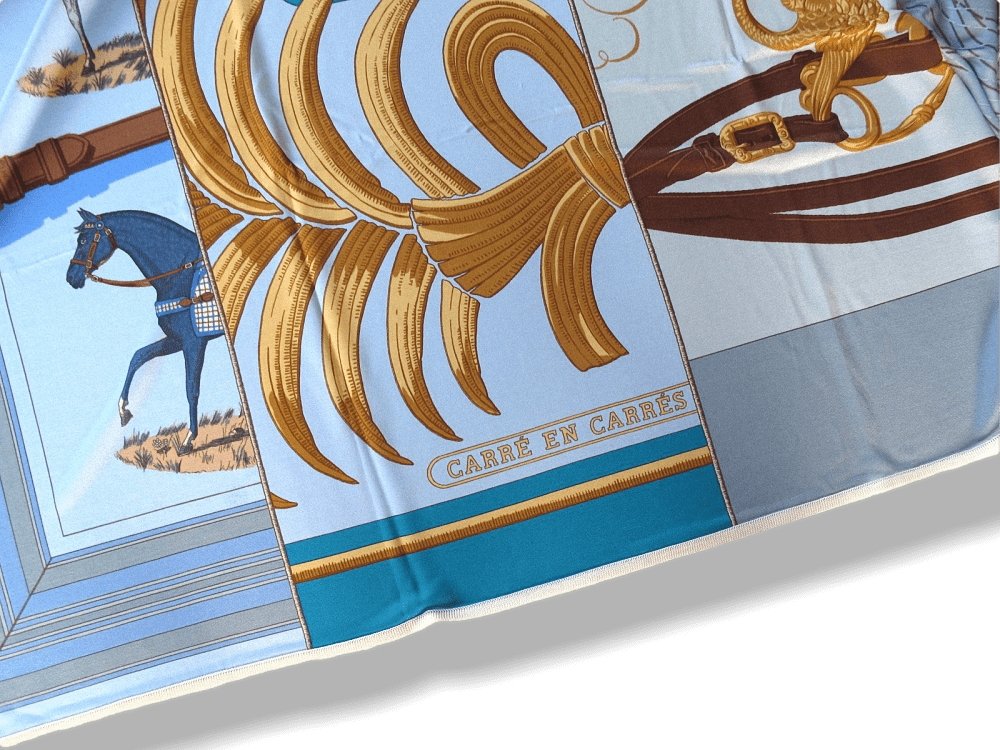 Hermes 2010 Blue Carre en Carres Jersey Fluide 90cm, New! - poupishop